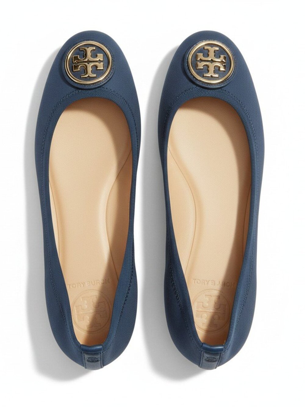Tory Burch Navy Blue Logo Ballet Flats